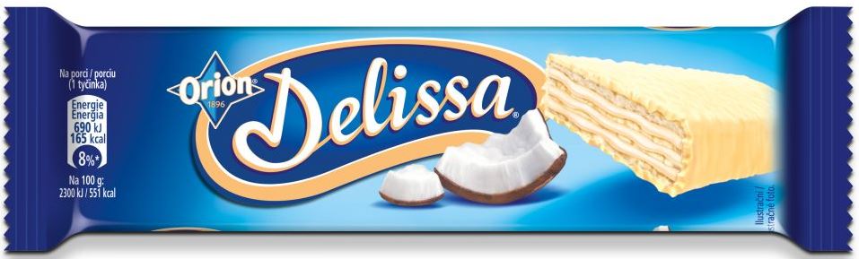 Orion Delissa White Chocolate Wafers with Coconut Filling, 30 g