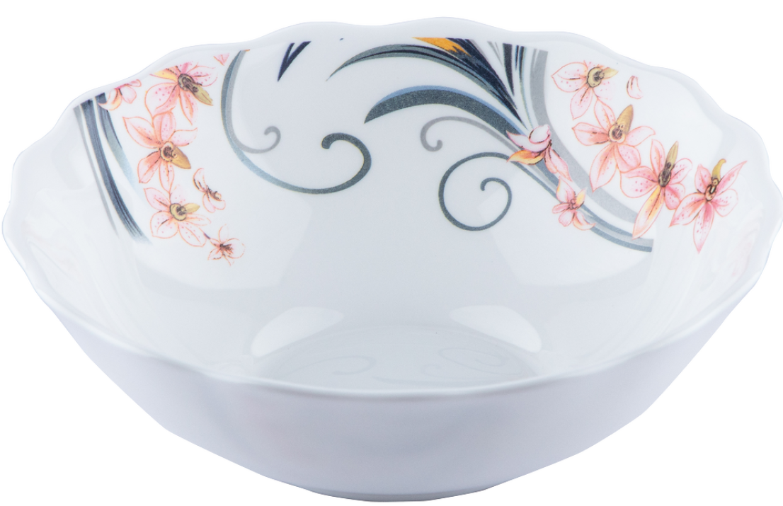 Vittora Wave V-175FM Floral Monogram Salad Bowl, 175 mm