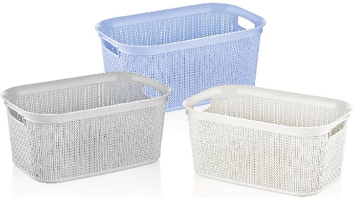 Ucsan Plastik M-076 Knit-Pattern Basket, 51 x 34.5 x 24 cm, 27 L