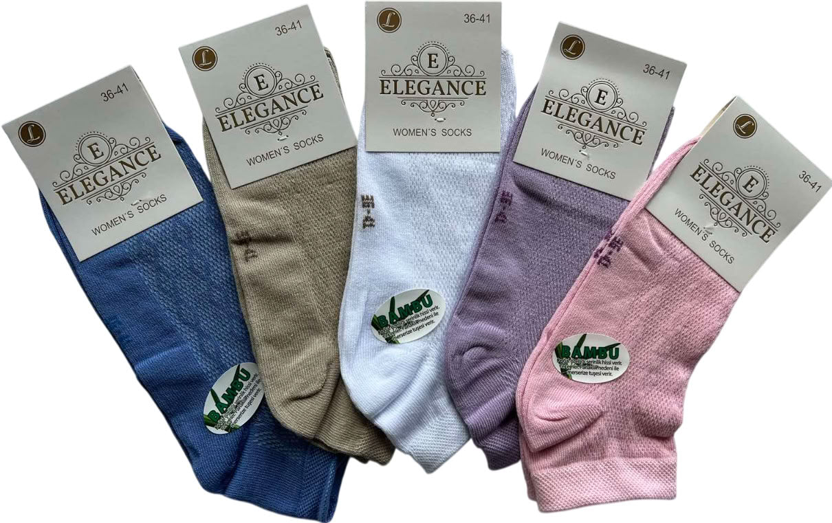 L Elegance Women's Short Mesh Socks, Size 36-41