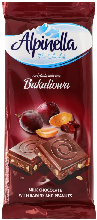 Alpinella Milk Chocolate with Raisins & Peanuts, 90 g - Image 2