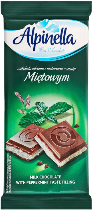 Alpinella Milk Chocolate with Mint Filling, 100 g