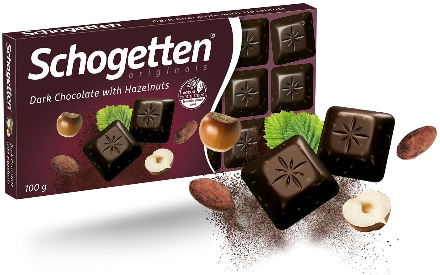 Schogetten Dark Chocolate with Hazelnuts, 100 g