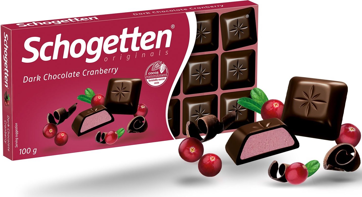 Schogetten Dark Chocolate with Cranberries, 100 g