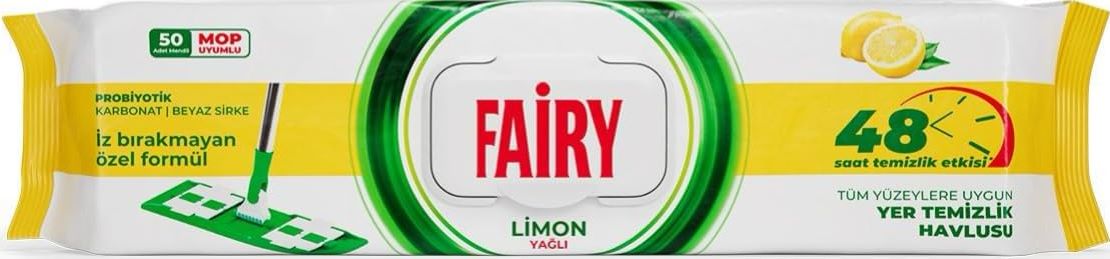 Fairy Lemon Wet Floor Wipes, 50 pcs