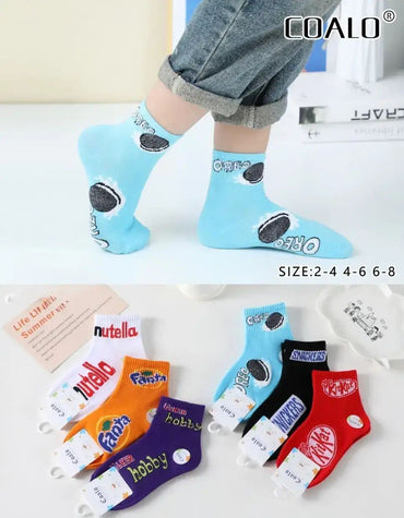 Coalo ST5023 Kids' Socks with Sweets & Drinks Print, Size 6-8, Assorted - Image 2