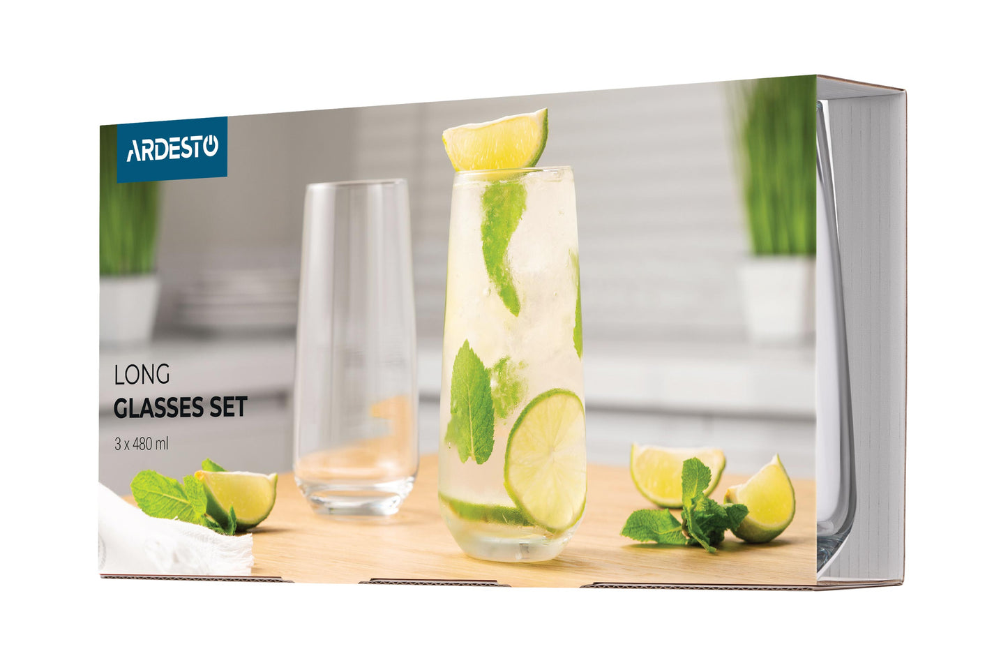 Ardesto Gloria Shine AR2648GS Highball Glass Set, 3 x 480 mL - Image 2