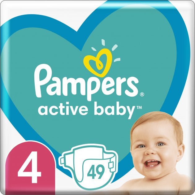 Pampers Active Baby Size 4 (Maxi) Baby Diapers, 49 pcs, 7-14 kg