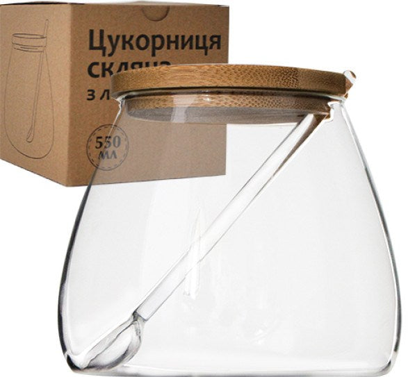 S&T 32242 Glass Sugar Bowl with Spoon, 550 mL
