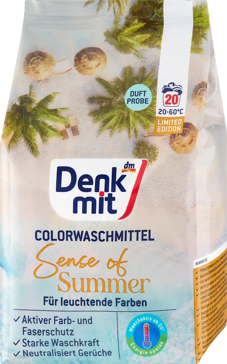Denkmit Sense of Summer Color Laundry Detergent Powder, 20 Loads, 1.3 kg