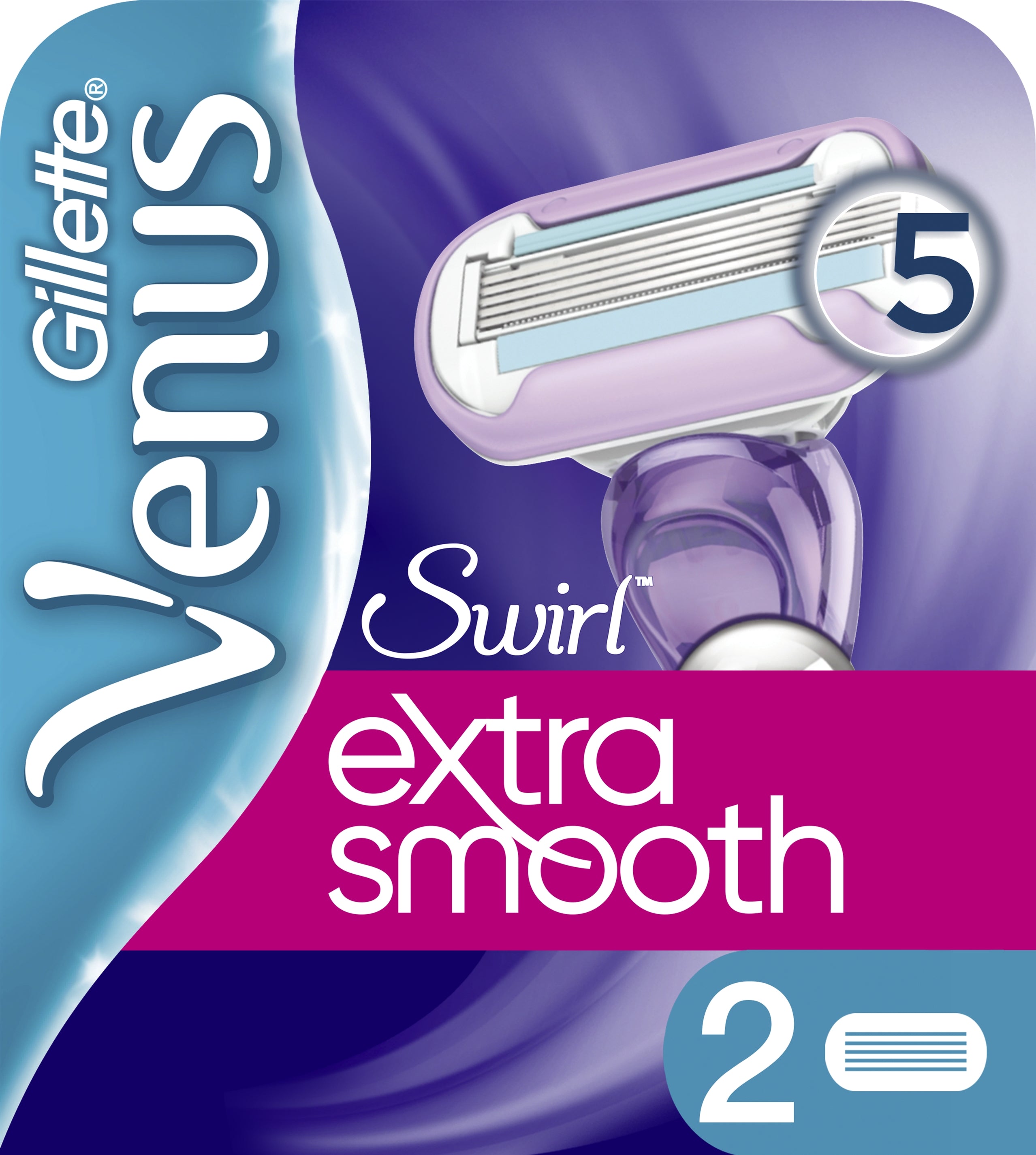 Gillette Venus Extra Smooth Swirl Replacement Razor Cartridges, 2 pcs