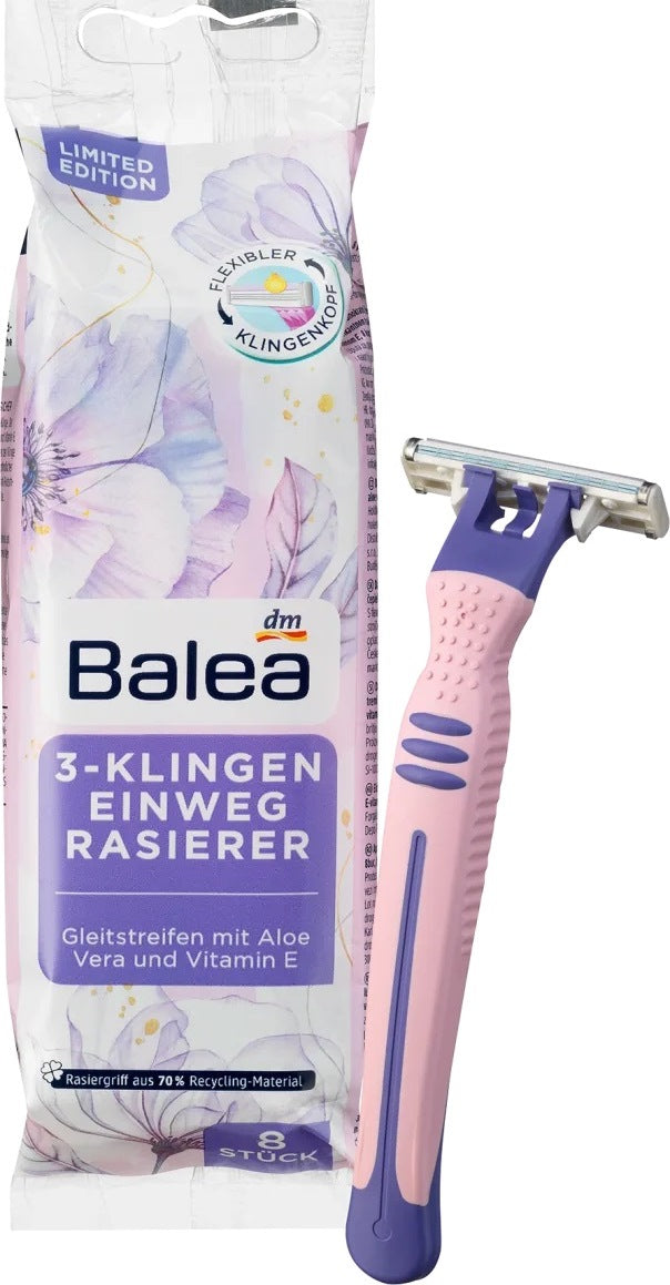 Balea Women's 3-Blade Disposable Razors, 8 pcs