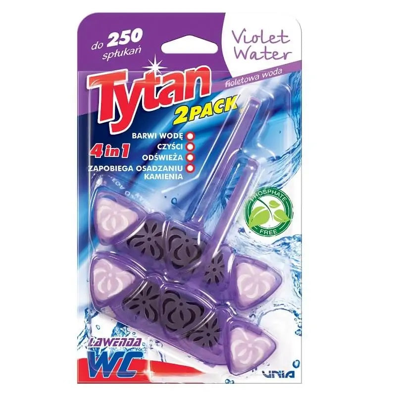 Tytan Violet Water 4-in-1 Hanging Toilet Blocks, 2 x 40 g