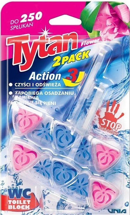 Tytan Action 3 Floral Toilet Block, 2 x 40 g