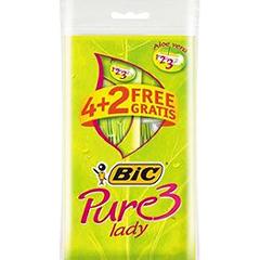 BIC Pure Lady Triple-Blade Razors, 4 + 2 pcs