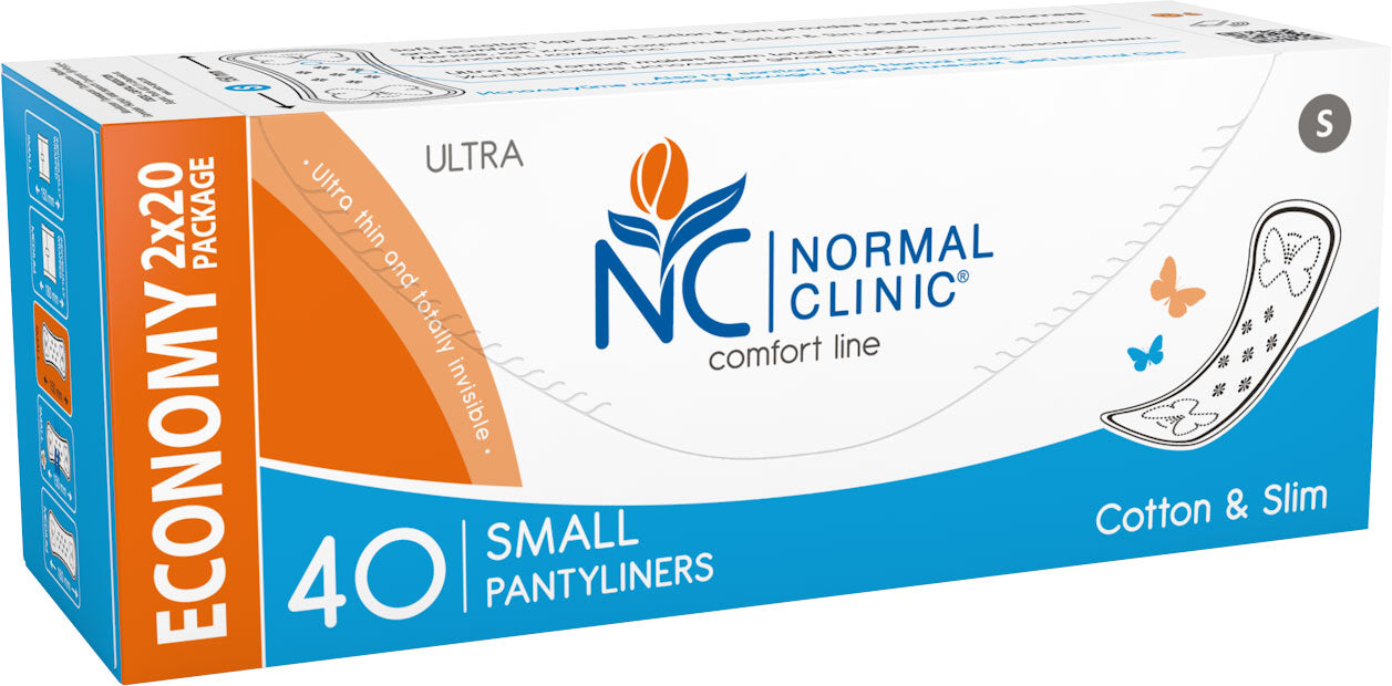 Normal Clinic Comfort Ultra Cotton & Slim Small Panty Liners, 40 pcs