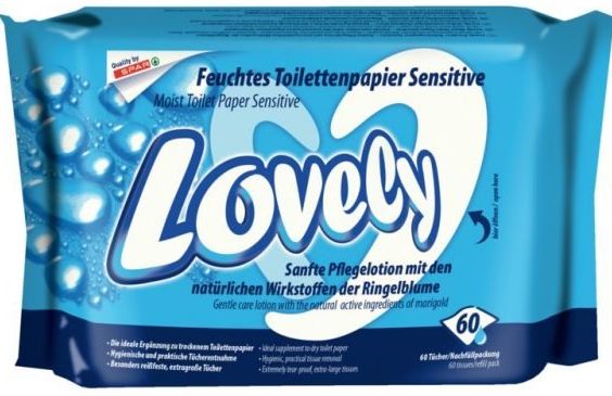 Lovely Sensitive Wet Toilet Paper, 60 pcs
