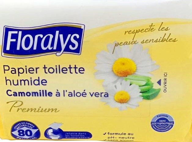Floralys Premium Chamomile & Aloe Vera Wet Toilet Paper, 80 pcs