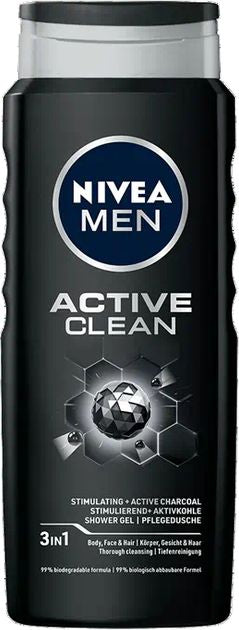 Nivea Active Clean Men's 3-in-1 Shower Gel, 500 mL