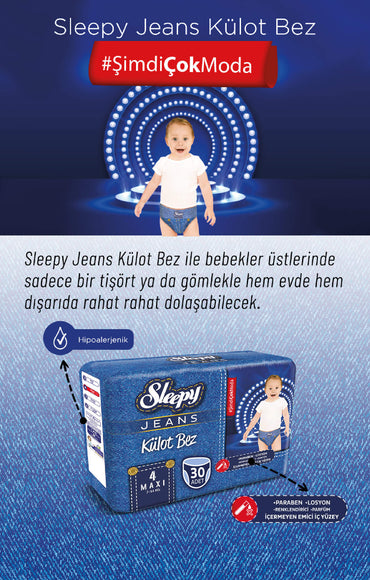 Sleepy Jeans Size 4 Baby Pull-Up Diaper Pants, 7-14 kg, 30 pcs - Image 2
