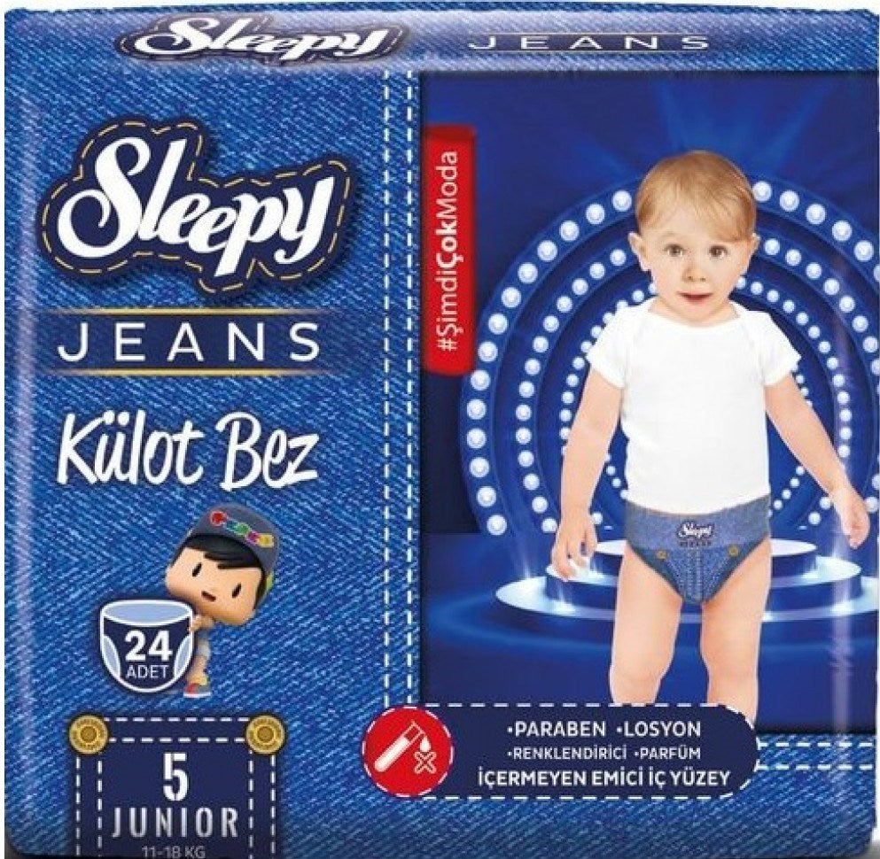 Sleepy Jeans Size 5 Baby Pull-Up Diaper Pants, 11-18 kg, 24 pcs