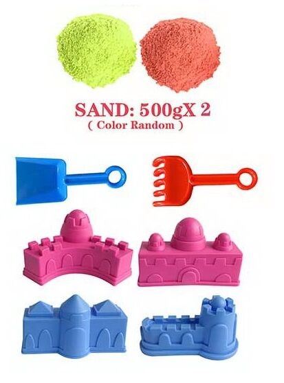 Modeling Sand 3386 B10 Kinetic Sand Set with 2 Colors, 4 Molds & Tools, 1 kg