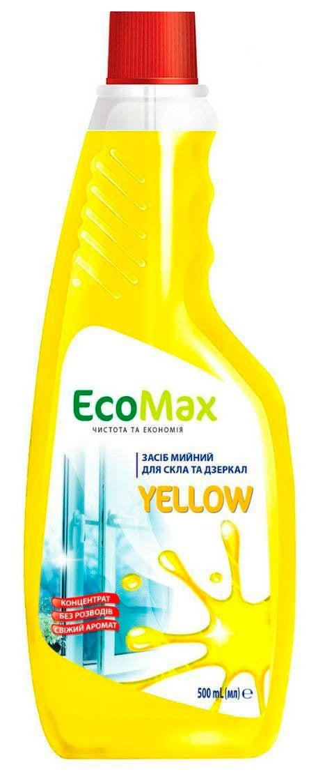 EcoMax Yellow Glass Cleaner Refill, 500 mL