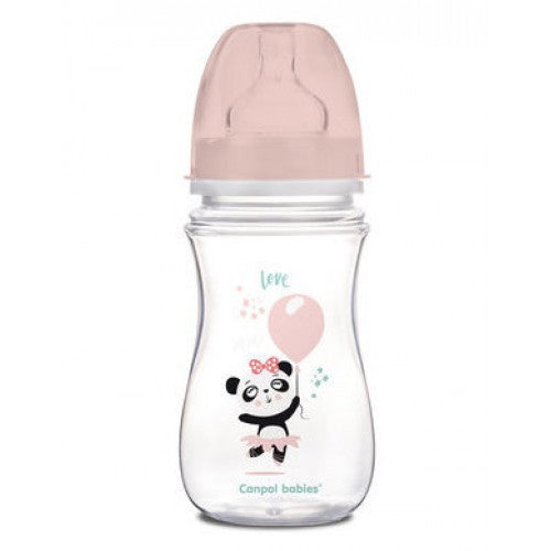 Canpol Babies 35/221 Pink EasyStart Wide-Neck Anti-Colic Baby Bottle, 240 mL