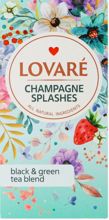 Lovare Champagne Splashes Black & Green Tea Blend, 24 Bags, 48 g