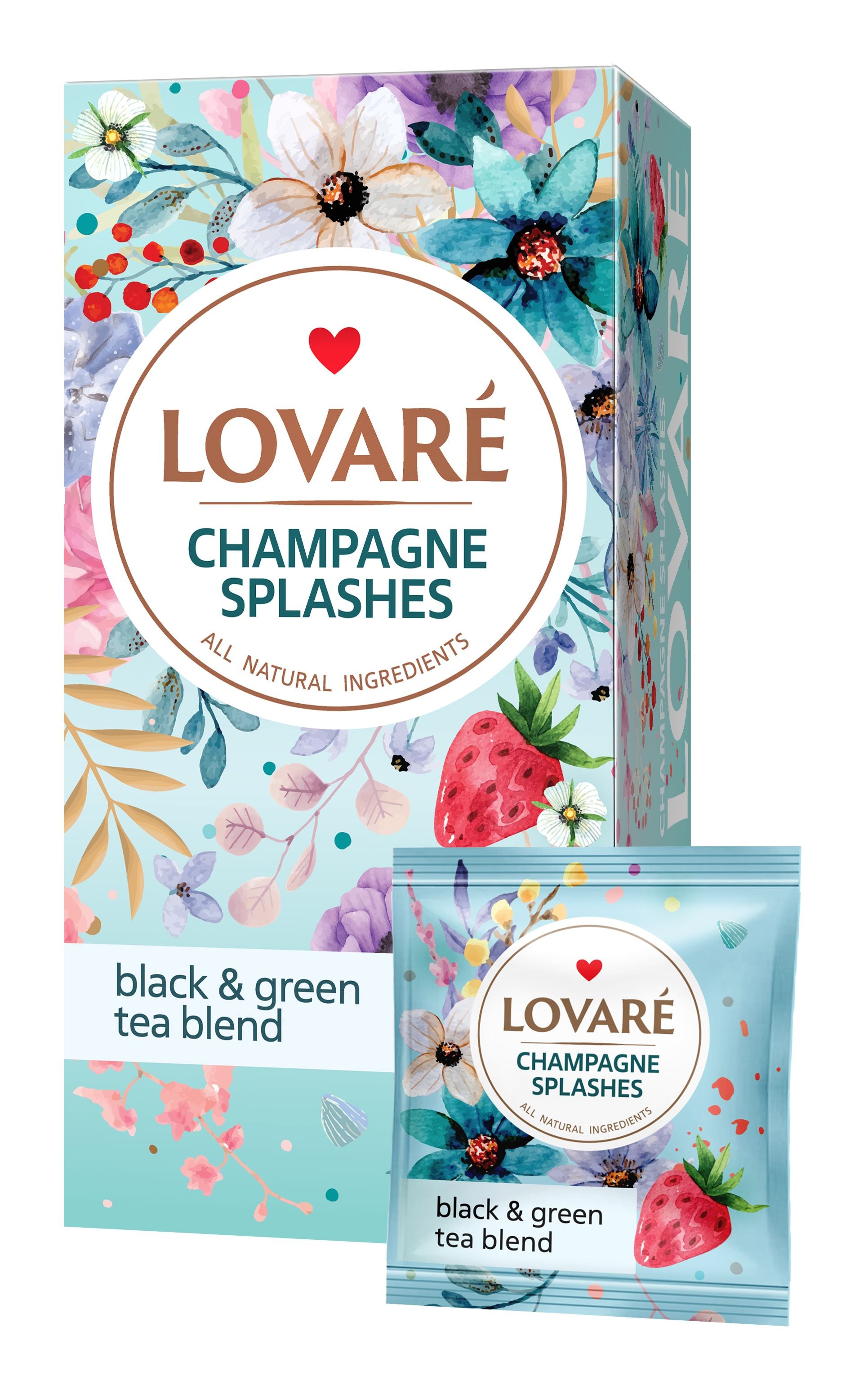 Lovare Champagne Splashes Black & Green Tea Blend, 24 Bags, 48 g - Image 2