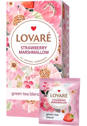 Lovare Strawberry Marshmallow Green Tea, 24 Bags, 36 g - Image 2