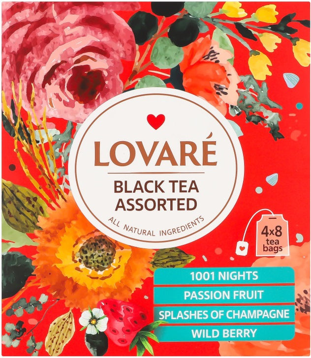 Lovare Black Tea Assortment, 4 Varieties x 8 Bags