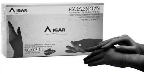 Igar L Black Nitrile Gloves, 100 pcs