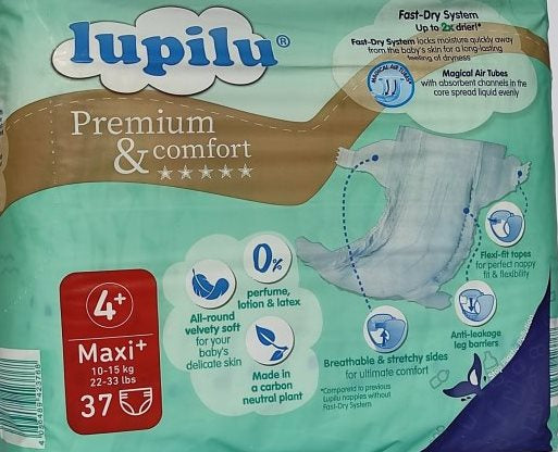 Lupilu Premium Comfort 4+ Baby Diapers, 37 pcs, 10-15 kg - Image 3