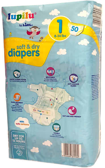 Lupilu Soft & Dry 1 Baby Diapers, 50 pcs, 3-6 kg - Image 2