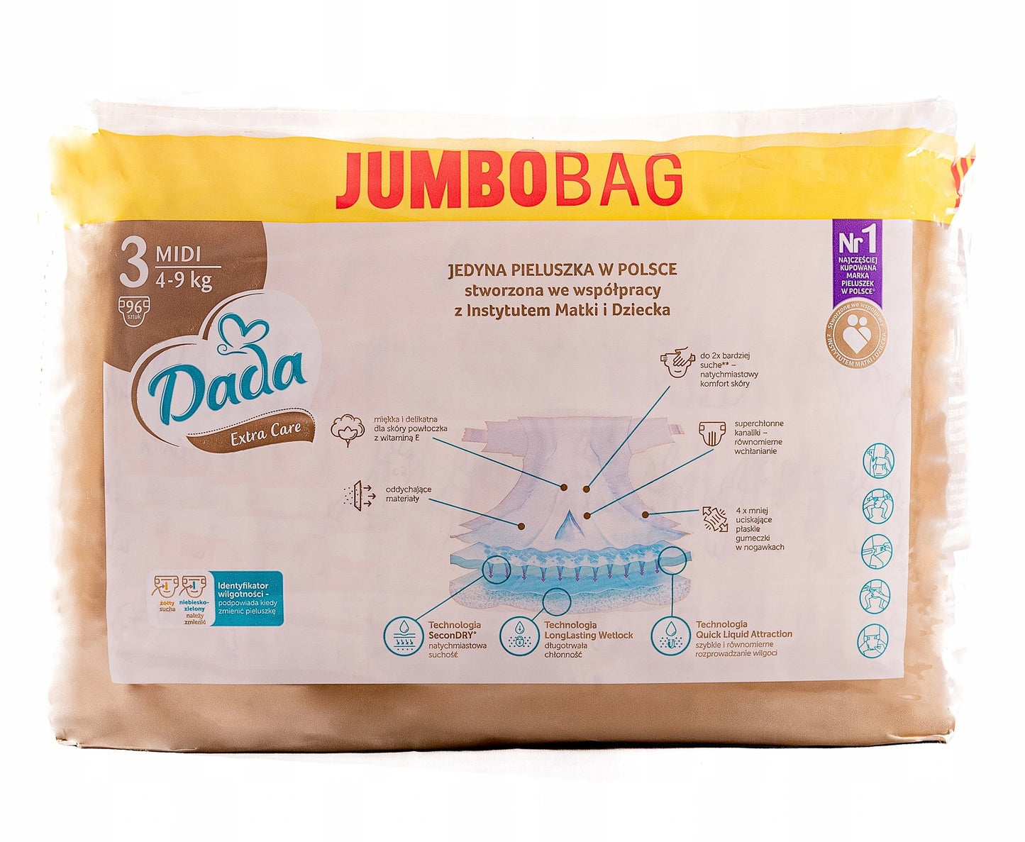 Dada Extra Care GOLD (3) Midi Jumbo Bag Baby Diapers, 96 pcs, 4-9 kg - Image 3
