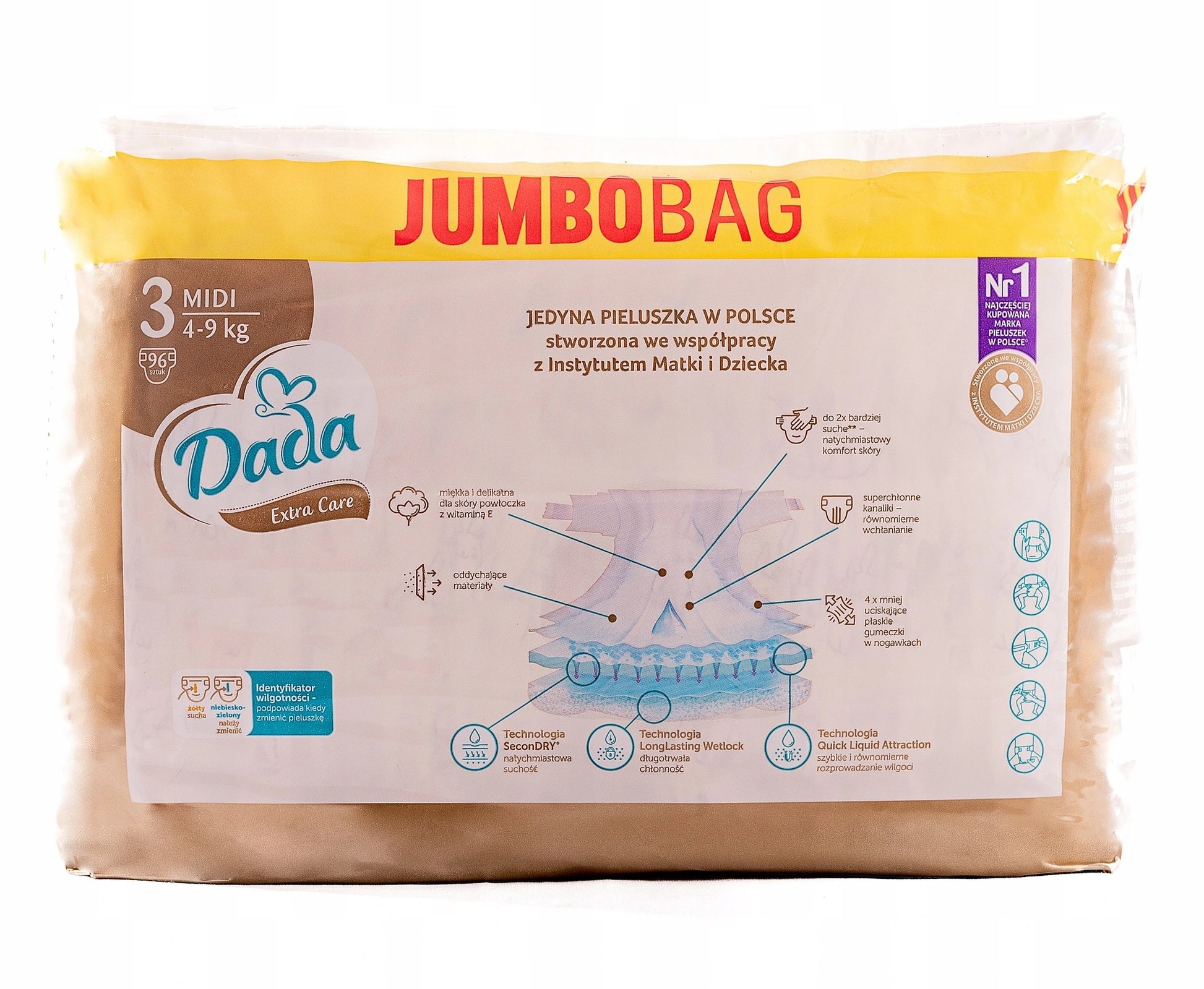 Dada Extra Care GOLD (3) Midi Jumbo Bag Baby Diapers, 96 pcs, 4-9 kg - Image 3