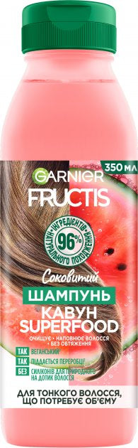 Garnier Fructis Watermelon Superfood Volumizing Shampoo, 350 mL