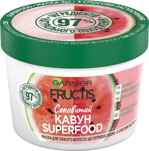 Garnier Fructis Watermelon Superfood Volumizing Hair Mask, 390 mL