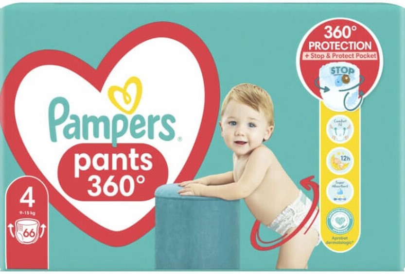 Pampers Pants Size 4 Baby Pull-Up Diaper Pants, 9-15 kg, 66 pcs