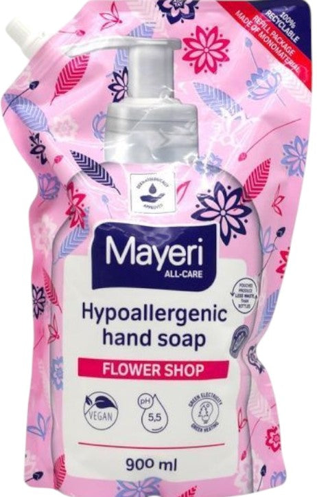 Mayeri Floral Scent Liquid Hand Soap Refill, 900 mL