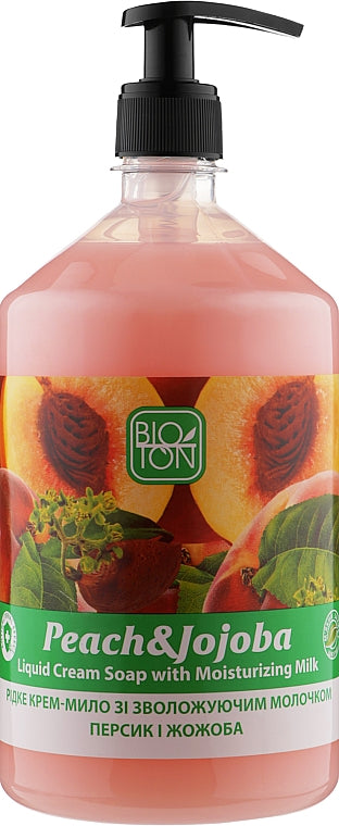 Bioton Cosmetics Peach & Jojoba Moisturizing Milk Liquid Cream Soap with Pump, 1 L