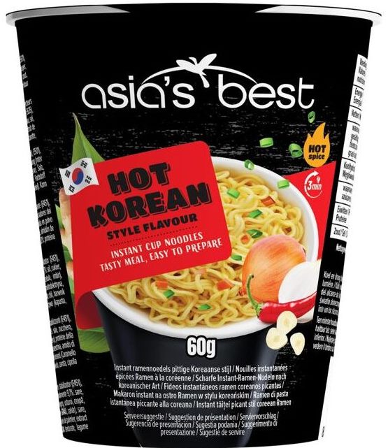 Instant Noodles Asia's Best Hot Korean Cup, 60 g