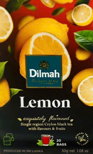 Dilmah Lemon Black Tea, 20 Tea Bags, 30 g