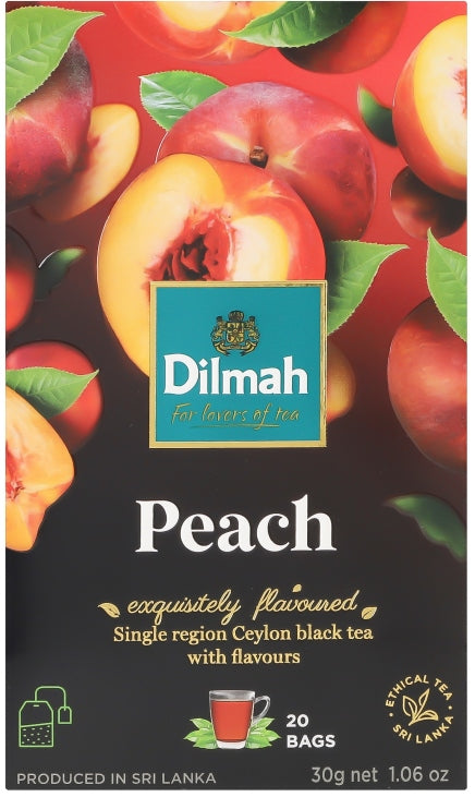 Dilmah Peach Black Tea, 20 Tea Bags, 30 g