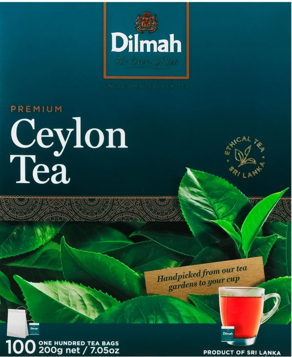 Dilmah Premium Ceylon Black Tea, 100 Tea Bags, 200 g
