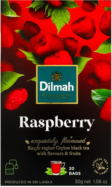 Dilmah Raspberry Black Tea, 20 Tea Bags, 30 g