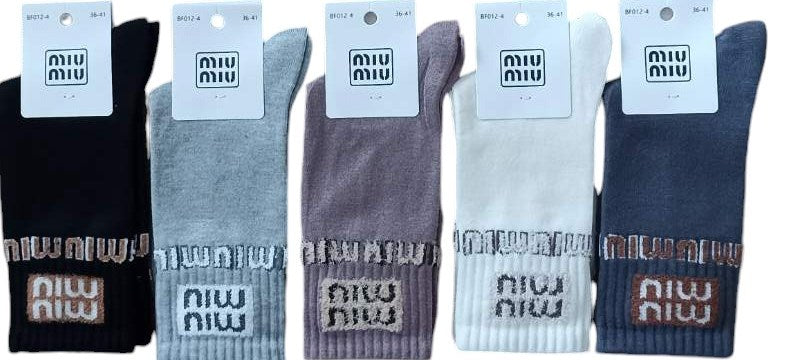 Miu Miu BF012-4 Women's Long Socks, Size 36-41