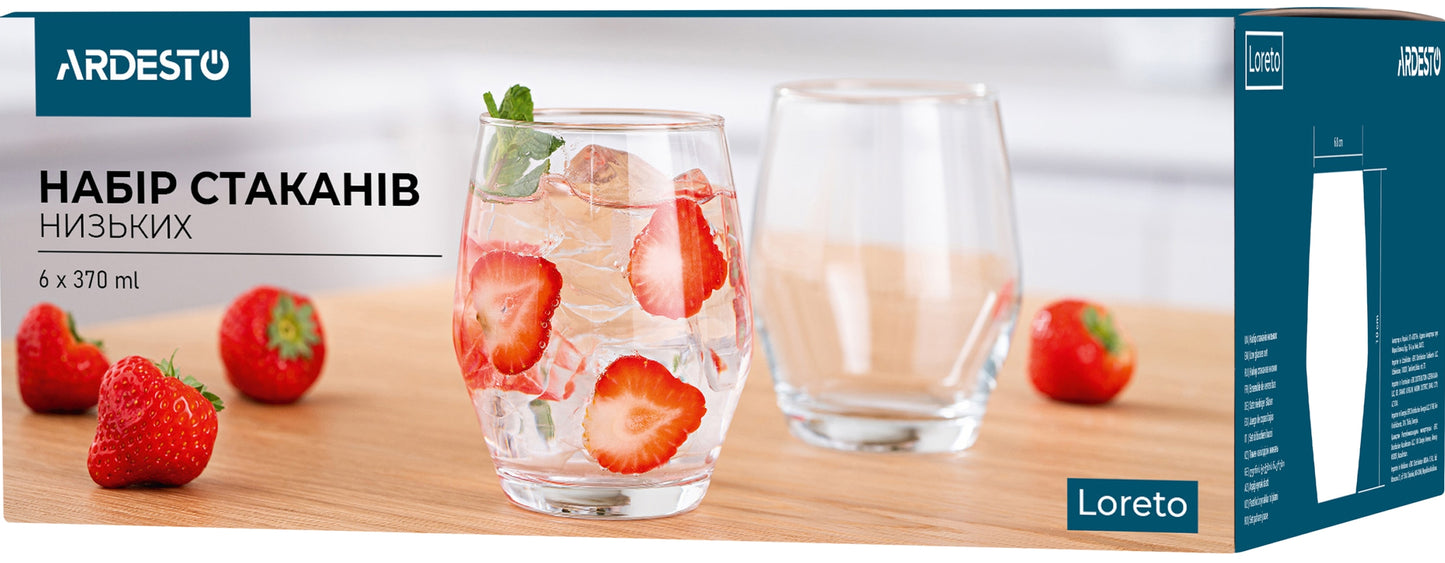 Ardesto Loreto AR2637LL Lowball Glass Set, 6 x 370 mL - Image 2