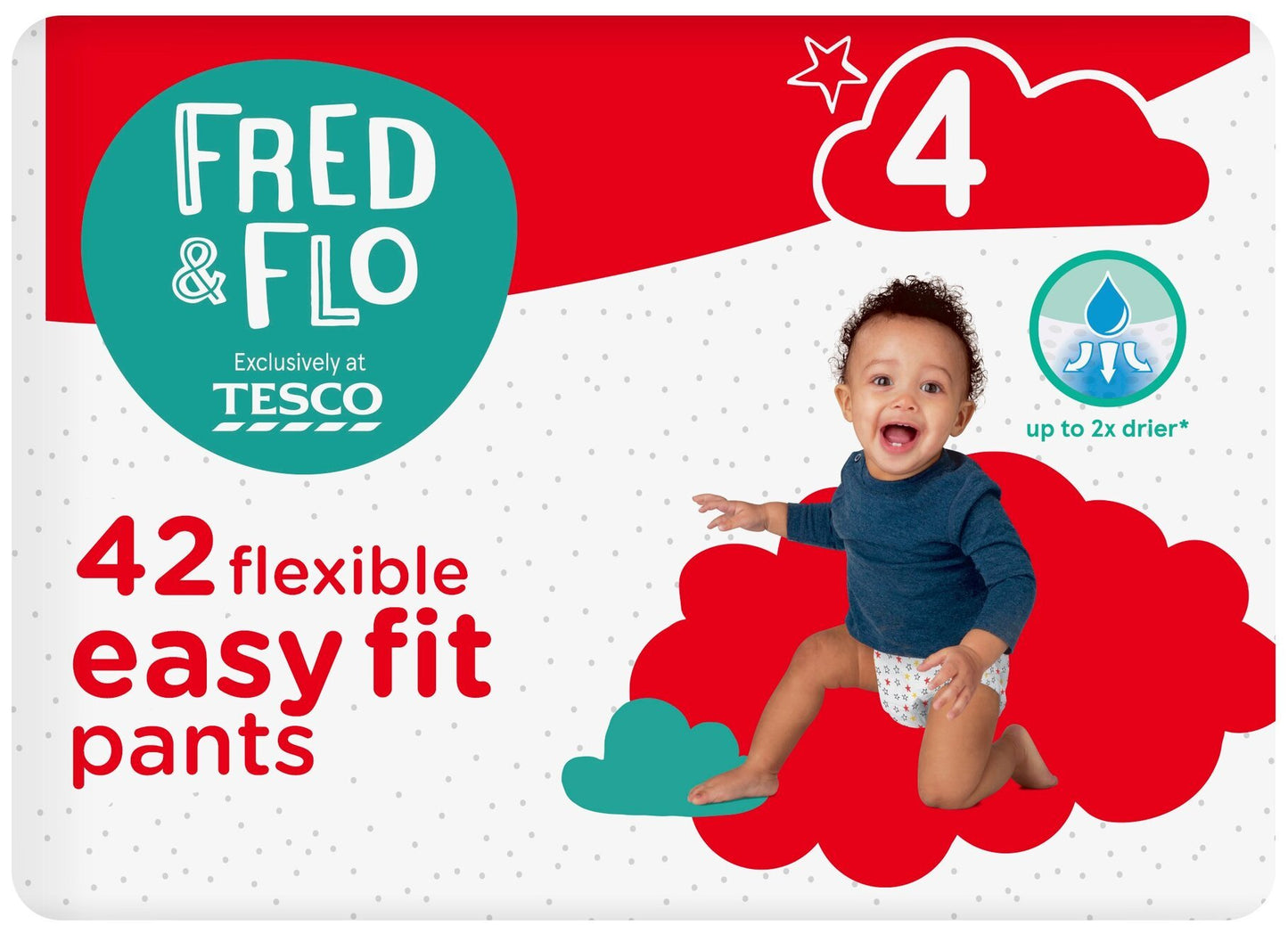 Fred&Flo Easy Fit Size 4 Baby Pull-Up Diaper Pants, 8-15 kg, 42 pcs